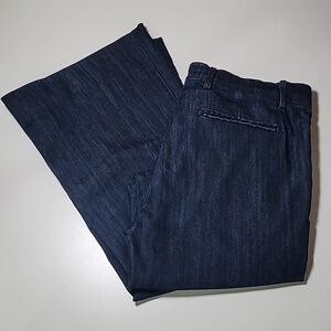 CURRENT/ELLIOTT Birdie Mid Rise Neat Trouser Flare Medium/Dark Wash Fitted